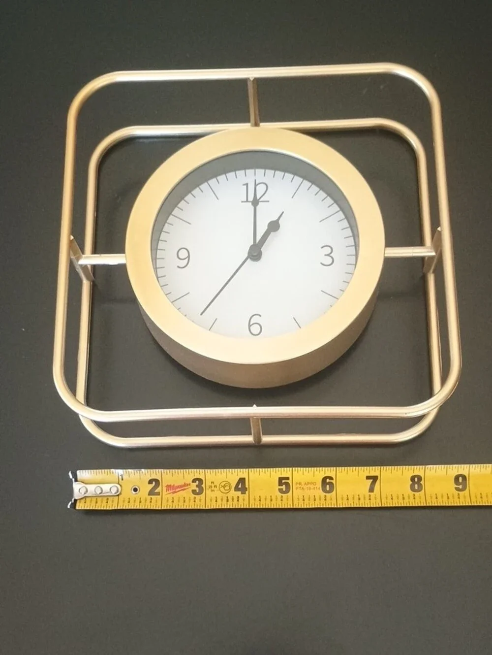 Modern Gold Square Wall Clock Or Stands By It's Self - Minimalist Home Decor